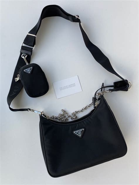 prada black crossbody bag with chain|prada nylon crossbody handbags.